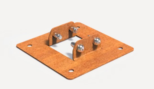 Pergola voetplaat 20x20x4,5 cm corten