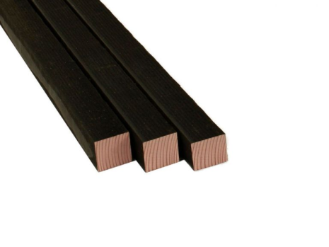 Douglas geschaafde paal 6,5x6,5x300 cm, zwart gespoten.