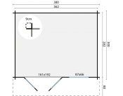 Blokhut - Tuinhuis Ingmar | 28 mm | vuren onbehandeld l 380x300 cm