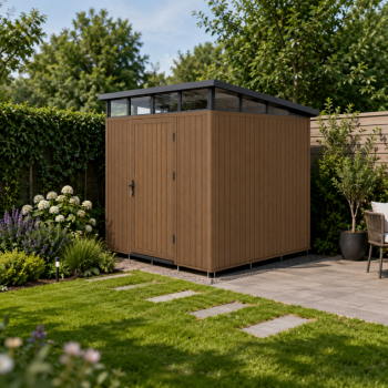 NewTechWood berging met enkele deur, 220 x 210 cm, Teak