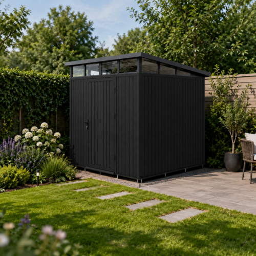 NewTechWood berging met enkele deur, 220 x 210 cm, Ebony zwart