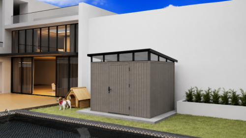 NewTechWood berging met enkele deur, 283 x 210 cm, Silver Gray