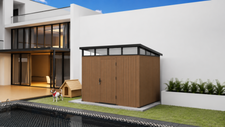 NewTechWood berging met enkele deur, 283 x 210 cm, Teak