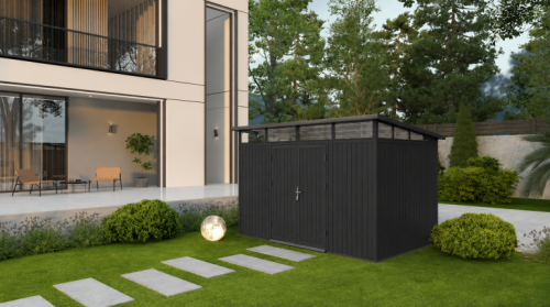 NewTechWood berging met dubbele deur, 344 x 210 cm, Ebony zwart