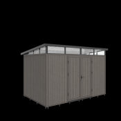 NewTechWood berging met dubbele deur, 344 x 210 cm, Silver Gray