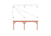 Constructiepakket plat dak | 7015x3460x2500mm | fijnbezaagd Douglas