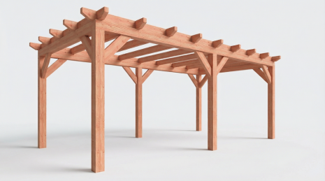 Constructiepakket plat dak | 6370x3460x2500mm | fijnbezaagd Douglas