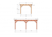 Constructiepakket plat dak | 6370x3460x2500mm | fijnbezaagd Douglas