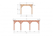 Constructiepakket plat dak | 7090x3460x2500mm | fijnbezaagd Douglas
