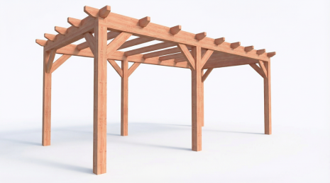 Constructiepakket plat dak | 6485x3460x2500mm | fijnbezaagd Douglas