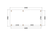 Constructiepakket plat dak | 6485x3460x2500mm | fijnbezaagd Douglas