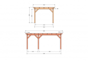 Constructiepakket plat dak | 5885x3460x2500mm | fijnbezaagd Douglas