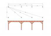 Constructiepakket plat dak | 9925x3460x2500mm | fijnbezaagd Douglas