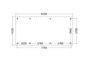 Constructiepakket plat dak | 8150x4105x2500mm | fijnbezaagd Douglas