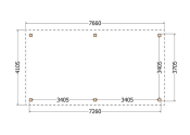 Constructiepakket plat dak | 7660x4105x2500mm | fijnbezaagd Douglas