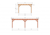 Constructiepakket plat dak | 7660x4105x2500mm | fijnbezaagd Douglas