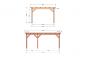 Constructiepakket plat dak | 5885x4105x2500mm | fijnbezaagd Douglas