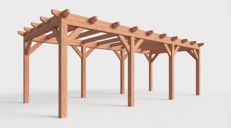 Constructiepakket plat dak | 7690x3460x2500mm | fijnbezaagd Douglas