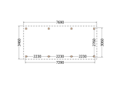 Constructiepakket plat dak | 7690x3460x2500mm | fijnbezaagd Douglas