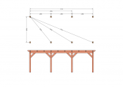 Constructiepakket plat dak | 7690x3460x2500mm | fijnbezaagd Douglas