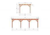 Constructiepakket plat dak | 7690x3460x2500mm | fijnbezaagd Douglas