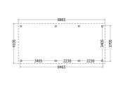 Constructiepakket plat dak | 8865x4105x2500mm | fijnbezaagd Douglas