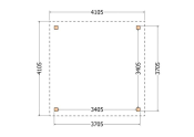 Constructiepakket plat dak | 4105x4105x2500mm | fijnbezaagd Douglas