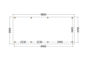 Constructiepakket aanbouwveranda | 8865x3905x2500mm rechts | fijnbezaagd Douglas