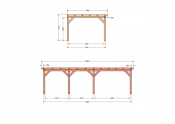 Constructiepakket aanbouwveranda | 8865x3905x2500mm rechts | fijnbezaagd Douglas