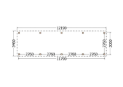 Constructiepakket plat dak | 12190x3460x2500mm | fijnbezaagd Douglas