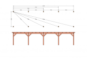 Constructiepakket plat dak | 12190x3460x2500mm | fijnbezaagd Douglas