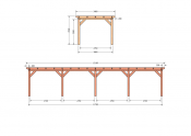 Constructiepakket plat dak | 12190x3460x2500mm | fijnbezaagd Douglas
