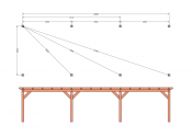 Constructiepakket plat dak | 11215x4105x2500mm | fijnbezaagd Douglas