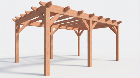 Constructiepakket plat dak | 5840x4105x2500mm | fijnbezaagd Douglas