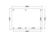 Constructiepakket plat dak | 5840x4105x2500mm | fijnbezaagd Douglas