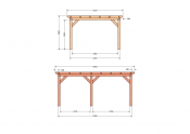 Constructiepakket plat dak | 5840x4105x2500mm | fijnbezaagd Douglas