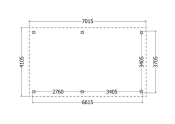 Constructiepakket plat dak | 7015x4105x2500mm | fijnbezaagd Douglas