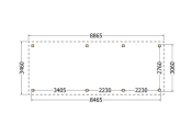 Constructiepakket plat dak | 8865x3460x2500mm | fijnbezaagd Douglas
