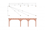 Constructiepakket plat dak | 8865x3460x2500mm | fijnbezaagd Douglas