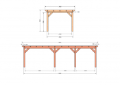 Constructiepakket plat dak | 8865x3460x2500mm | fijnbezaagd Douglas