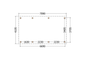 Constructiepakket plat dak | 7090x4105x2500mm | fijnbezaagd Douglas
