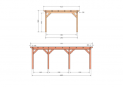 Constructiepakket plat dak | 7090x4105x2500mm | fijnbezaagd Douglas