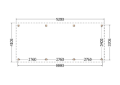 Constructiepakket plat dak | 9280x4105x2500mm | fijnbezaagd Douglas