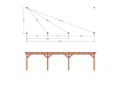Constructiepakket aanbouwveranda | 9925x3905x2500mm rechts | fijnbezaagd Douglas