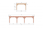 Constructiepakket aanbouwveranda | 9925x3905x2500mm rechts | fijnbezaagd Douglas