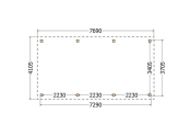 Constructiepakket plat dak | 7690x4105x2500mm | fijnbezaagd Douglas