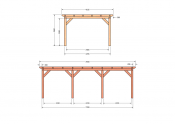 Constructiepakket plat dak | 7690x4105x2500mm | fijnbezaagd Douglas