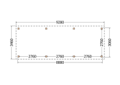 Constructiepakket plat dak | 9280x3460x2500mm | fijnbezaagd Douglas