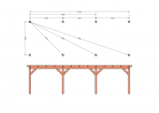 Constructiepakket plat dak | 9280x3460x2500mm | fijnbezaagd Douglas