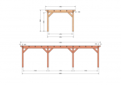 Constructiepakket plat dak | 9280x3460x2500mm | fijnbezaagd Douglas
